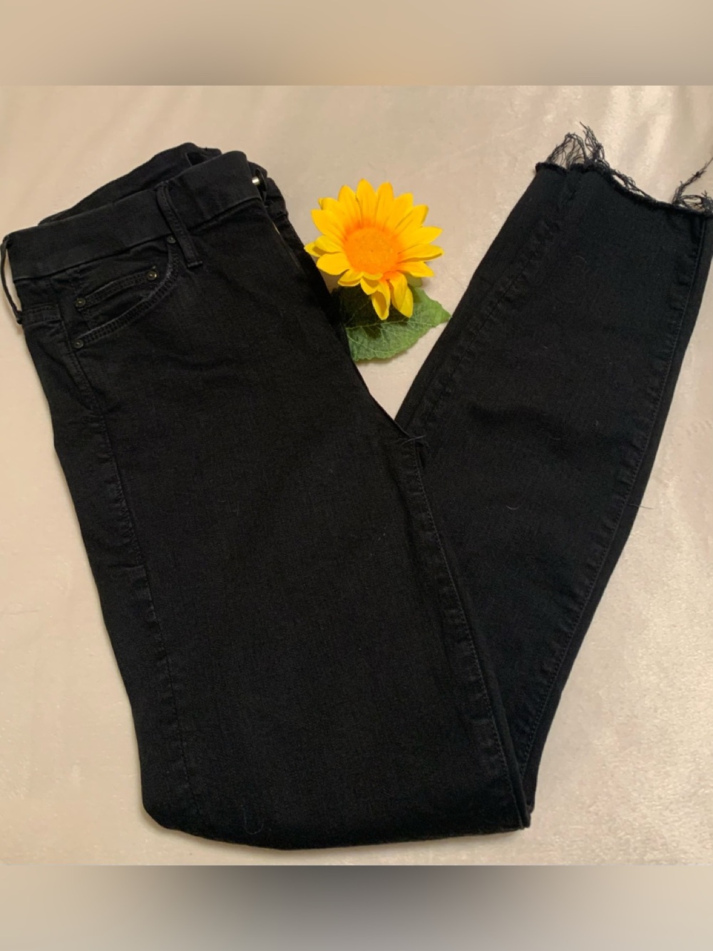 MOTHER The Looker Ankle Fray Size 27 black Not Guilty 92% cotton Jeans VGUC+